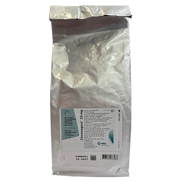 Chronogest 20 mg Bolsa de Chronogest 20 mg con 25 esponjas vaginales