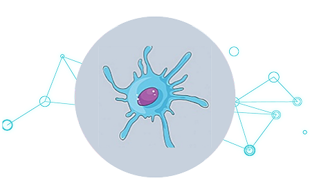 Ilustración de una célula sobre fondo gráfico