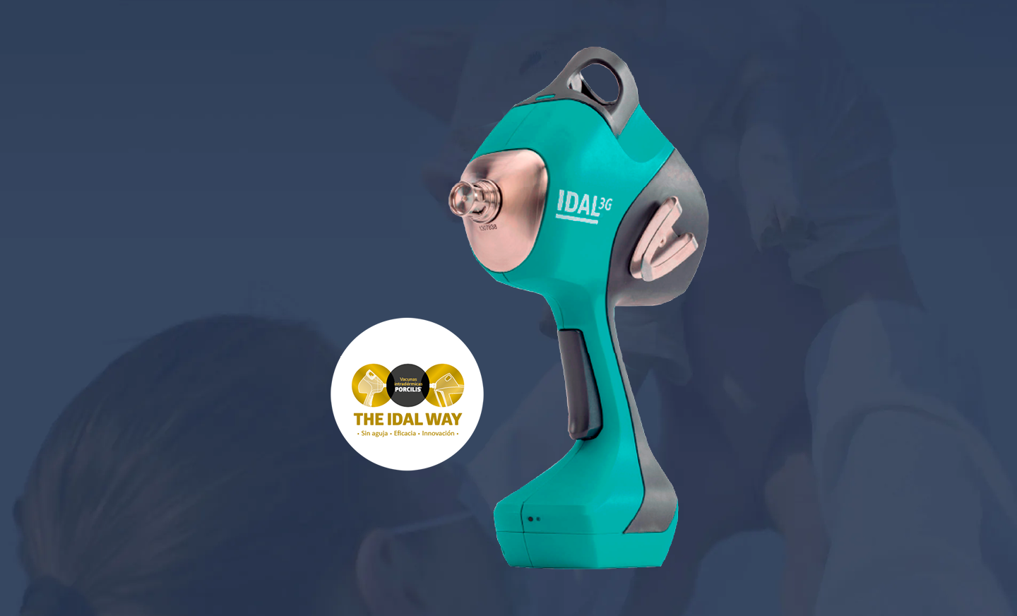 Frascos de Porcilis PRRS sobre fondo gráfico