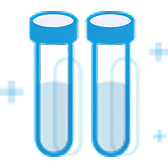 Icono azul con dos viales de vacuna.