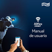 Imagen del manual de usuario de Allflex con una vaca y un teléfono, y el texto «Manual de usuario».