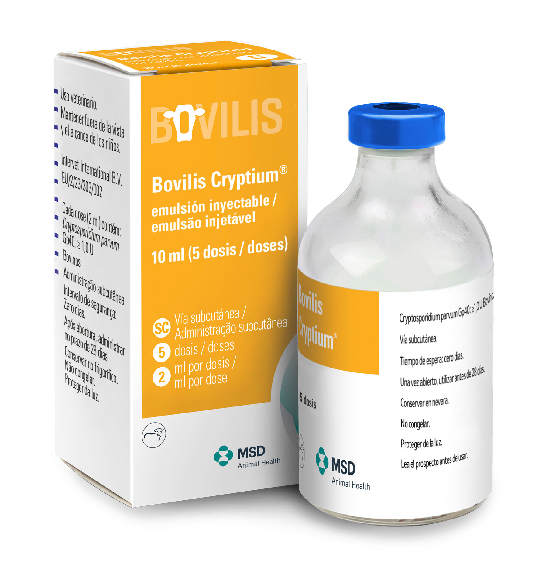 Caja y frasco de Bovilis Cryptium en primer plano